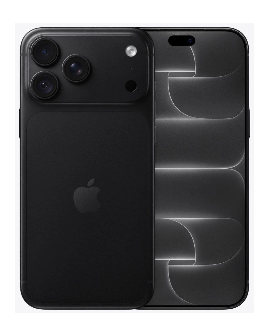 Apple iPhone 18 Pro Max 6.9-inch in Black Titanium, official front and back view